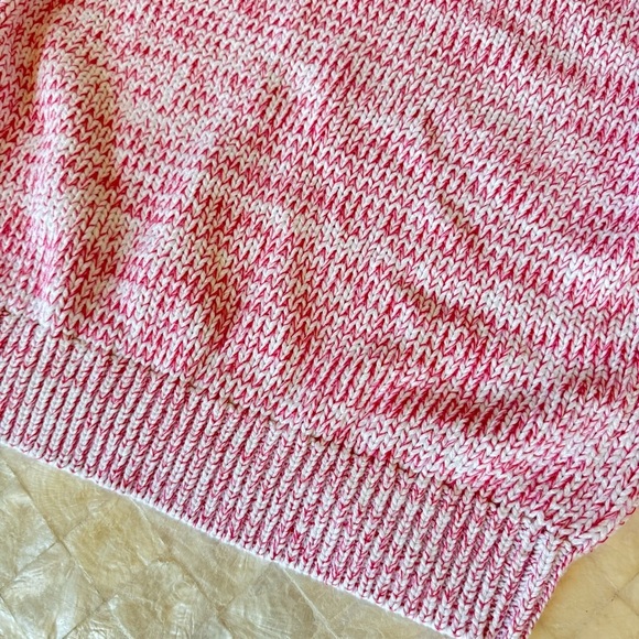 $275 ELIE TAHARI Puff Sleeve Sweater Pink Combo Peruvian 100% Cotton white M - Picture 7 of 14